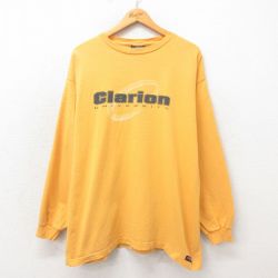 【50%OFF】XL★古着 ジャンスポーツ 長袖 ビンテージ Tシャツ メンズ 00年代 00s Clarion 大きいサイズ クルーネック 黄 イエロー 25may12 中古