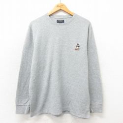 XL★古着 ラルフローレン Ralph Lauren 長袖 ブランド サーマル Tシャツ メンズ ポロベア クルーネック グレー 25may12 中古