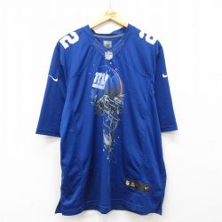 XL★古着 ナイキ NIKE 半袖 ビンテージ フットボール Tシャツ メンズ NFL ニューヨークジャイアンツ デビッドウィルソン 22 大きいサイズ Vネック 青 ブルー ユニフォーム ゲームシャツ アメフト スーパーボウル 25may12 中古