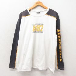 XL★古着 エアロポステール AEROPOSTALE 長袖 ビンテージ Tシャツ メンズ 00年代 00s コットン クルーネック カナダ製 白 ホワイト 25may17 中古