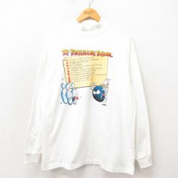 XL★古着 ジャージーズ 長袖 ビンテージ Tシャツ メンズ 90年代 90s ボウリング コットン モックネック ハイネック USA製 白 ホワイト 25may17 中古