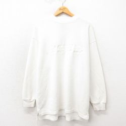 【50%OFF】XL★古着 BOSS 長袖 ビンテージ トップス メンズ 00年代 00s ビッグロゴ 刺繍 大きいサイズ クルーネック 白 ホワイト 25may17 中古
