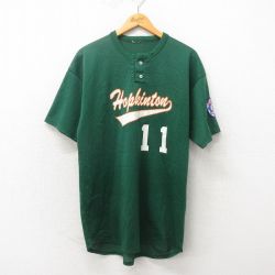 L★古着 半袖 ビンテージ Tシャツ メンズ 00年代 00s Hopkinton メッシュ地 ヘンリーネック 緑 グリーン 25may20 中古