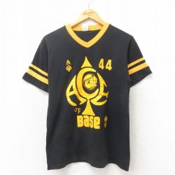S★古着 半袖 ビンテージ Tシャツ メンズ 00年代 00s Base 企業広告 Vネック 黒 ブラック 25may20 中古