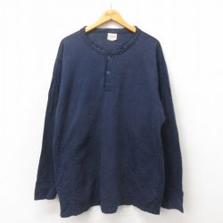 【50%OFF】XL★古着 エルエルビーン LLBEAN 長袖 ビンテージ Tシャツ メンズ 00年代 00s 無地 大きいサイズ ヘンリーネック 紺 ネイビー 25may20 中古