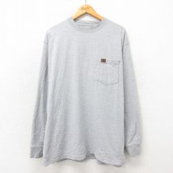 【50%OFF】XL★古着 ラングラー Wrangler 長袖 Tシャツ メンズ 胸ポケット付き 大きいサイズ クルーネック グレー 霜降り 25may21 中古