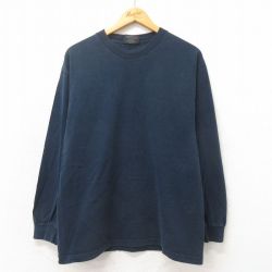 L★古着 STEVE&BARRYS 長袖 ビンテージ Tシャツ メンズ 00年代 00s 無地 コットン クルーネック 黒 ブラック 25may21 中古