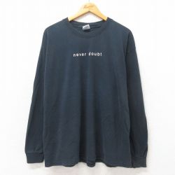 XL★古着 長袖 ビンテージ Tシャツ メンズ 00年代 00s never doubt 大きいサイズ コットン クルーネック 黒 ブラック 25may21 中古