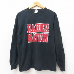M★古着 長袖 ビンテージ Tシャツ メンズ 00年代 00s RAIDER コットン クルーネック 黒 ブラック 25may21 中古