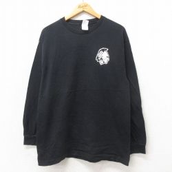 L★古着 長袖 ビンテージ Tシャツ メンズ 00年代 00s インディアン コットン クルーネック 黒 ブラック 25may21 中古