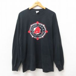 XL★古着 ジャージーズ 長袖 ビンテージ Tシャツ メンズ 00年代 00s ホッケー クルーネック 黒 ブラック 25may21 中古