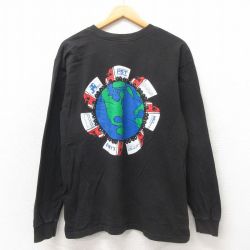 L★古着 長袖 ビンテージ Tシャツ メンズ 90年代 90s トラック 胸ポケット付き コットン クルーネック USA製 黒 ブラック 【spe】 25may22 中古