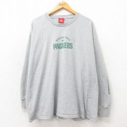 XL★古着 長袖 ビンテージ Tシャツ メンズ 00年代 00s NFL グリーンベイパッカーズ 大きいサイズ クルーネック グレー 霜降り アメフト スーパーボウル 25may22 中古
