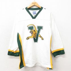 【50%OFF】L★古着 長袖 ビンテージ フットボール Tシャツ メンズ 90年代 90s V Vネック USA製 白他 ホワイト 25may22 中古
