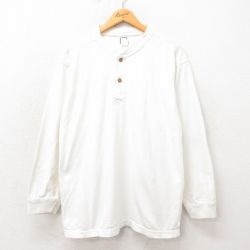 XL★古着 長袖 ビンテージ Tシャツ メンズ 00年代 00s 無地 コットン ヘンリーネック 白 ホワイト 25may22 中古