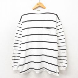 L★古着 バンヒューセン 長袖 ビンテージ Tシャツ メンズ 90年代 90s 胸ポケット付き コットン クルーネック 黒 ブラック ボーダー 25may22 中古