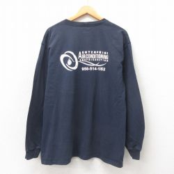 【50%OFF】XL★古着 カーハート Carhartt 長袖 Tシャツ メンズ エンタープライズ 胸ポケット付き 大きいサイズ コットン クルーネック 紺 ネイビー 25may22 中古