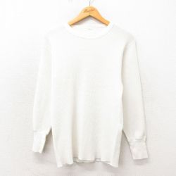 M★古着 フルーツオブザルーム 長袖 ビンテージ サーマル Tシャツ メンズ 70年代 70s 無地 クルーネック USA製 白 ホワイト 25may22 中古