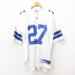 XL★古着 リーボック REEBOK 半袖 ビンテージ フットボール Tシャツ メンズ 00年代 00s NFL テネシータイタンズ エディジョージ 27 大きいサイズ メッシュ地 Vネック 白 ホワイト アメフト スーパーボウル ユニフォーム ゲームシャツ 25may22 中古