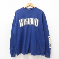 XL★古着 チャンピオン Champion 長袖 ビンテージ Tシャツ メンズ 00年代 00s ウエストフィールド コットン クルーネック 青 ブルー 25may23 中古