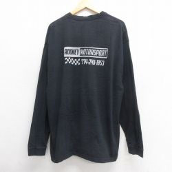 XL★古着 長袖 ビンテージ Tシャツ メンズ 00年代 00s モータースポーツ 大きいサイズ コットン クルーネック 黒 ブラック 25may23 中古