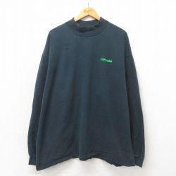 XL★古着 長袖 ビンテージ Tシャツ メンズ 00年代 00s PRAXAIR 大きいサイズ コットン モックネック ハイネック 黒 ブラック 25may23 中古