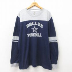 XL★古着 長袖 Tシャツ メンズ NFL ダラスカウボーイズ 大きいサイズ ツートンカラー クルーネック 紺 ネイビー 25may23 中古