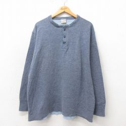 【50%OFF】XL★古着 長袖 ビンテージ Tシャツ メンズ 00年代 00s 大きいサイズ ヘンリーネック グレー 25may23 中古