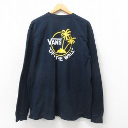 XL★古着 バンズ 長袖 Tシャツ メンズ ヤシの木 大きいサイズ コットン クルーネック 黒 ブラック 25may24 中古