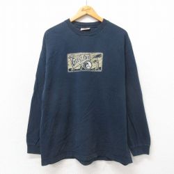 XL★古着 STEVE&BARRYS 長袖 ビンテージ Tシャツ メンズ 00年代 00s ヤシの木 コットン クルーネック 黒 ブラック 25may24 中古