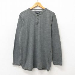 L★古着 長袖 Tシャツ メンズ 無地 クルーネック グレー 霜降り 25may24 中古