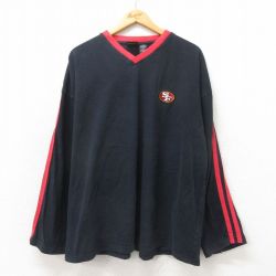 XL★古着 長袖 ビンテージ Tシャツ メンズ 00年代 00s NFL サンフランシスコフォーティーナイナーズ 49ers 大きいサイズ コットン Vネック 黒 ブラック アメフト スーパーボウル 25may24 中古