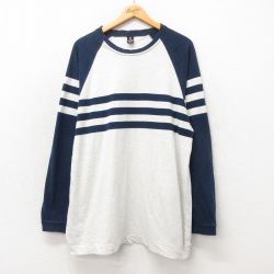 XL★古着 リーバイス Levis 長袖 Tシャツ メンズ 大きいサイズ ツートンカラー コットン ラグラン クルーネック 紺 ネイビー 25may24 中古