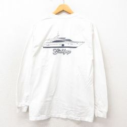 M★古着 ヘインズ Hanes 長袖 ビンテージ Tシャツ メンズ 00年代 00s ボート 胸ポケット付き コットン クルーネック 白 ホワイト 25may24 中古