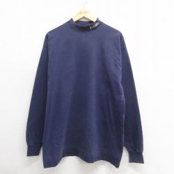 XL★古着 フルーツオブザルーム 長袖 ビンテージ Tシャツ メンズ 00年代 00s バイキング コットン モックネック ハイネック 濃紺 ネイビー 25may27 中古
