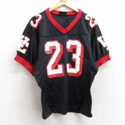 M★古着 半袖 ビンテージ フットボール Tシャツ メンズ 90年代 90s GAISER 23 メッシュ地 Vネック USA製 黒他 ブラック ユニフォーム ゲームシャツ 25may28 中古