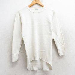 S★古着 長袖 ビンテージ サーマル Tシャツ メンズ 80年代 80s 無地 クルーネック USA製 生成り 25may28 中古