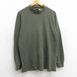 M★古着 セントジョンズベイ 長袖 ビンテージ Tシャツ メンズ 00年代 00s 無地 コットン モックネック ハイネック 濃緑 グリーン 25jun02 中古