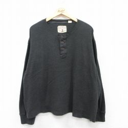 XL★古着 レッドヘッド 長袖 Tシャツ メンズ 無地 大きいサイズ コットン ヘンリーネック 濃緑系 グリーン 25jun03 中古