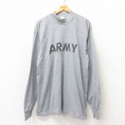 XL★古着 長袖 ビンテージ Tシャツ メンズ 00年代 00s ミリタリー アーミー ARMY リフレクター 大きいサイズ ロング丈 モックネック ハイネック USA製 グレー 霜降り 25jun06 中古