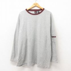 XL★古着 長袖 Tシャツ メンズ 大きいサイズ クルーネック グレー 25jun06 中古