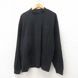 XL★古着 コロンビア COLUMBIA 長袖 ビンテージ Tシャツ メンズ 00年代 00s ワンポイントロゴ 大きいサイズ コットン モックネック ハイネック 黒 ブラック 25jun06 中古