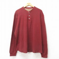 XL★古着 エディーバウアー 長袖 サーマル Tシャツ メンズ 大きいサイズ コットン ヘンリーネック エンジ 25jun06 中古