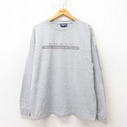 XL★古着 ジャンスポーツ 長袖 ビンテージ Tシャツ メンズ 90年代 90s UMASS クルーネック USA製 グレー 霜降り 25jun06 中古