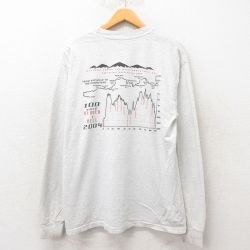 L★古着 長袖 ビンテージ Tシャツ メンズ 00年代 00s 山 クルーネック グレー 霜降り 25jun06 中古
