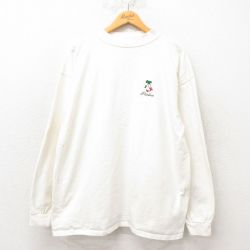 XL★古着 長袖 ビンテージ Tシャツ メンズ 90年代 90s イタリア 大きいサイズ コットン USA製 生成り 25jun06 中古