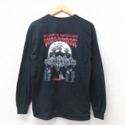 M★古着 長袖 ビンテージ Tシャツ メンズ 00年代 00s ウルフパック コットン クルーネック 黒 ブラック 25jun06 中古