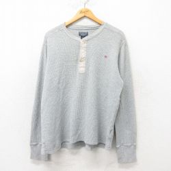 XL★古着 ラルフローレン Ralph Lauren ポロジーンズ 長袖 ブランド サーマル Tシャツ メンズ 大きいサイズ コットン ヘンリーネック グレー 25jun06 中古