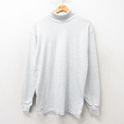 XL★古着 マジェスティック 長袖 ビンテージ Tシャツ メンズ 90年代 90s 無地 タートルネック ハイネック USA製 グレー 霜降り 25jun06 中古