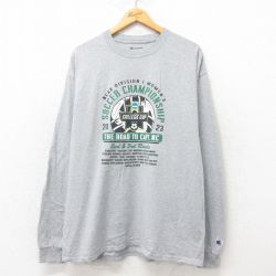 【20%OFF】XL★古着 チャンピオン Champion 長袖 Tシャツ メンズ サッカー クルーネック グレー 霜降り 25jun06 中古